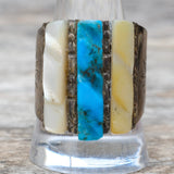 Vintage Sterling Turquoise and Mother Of Pearl Ring 12