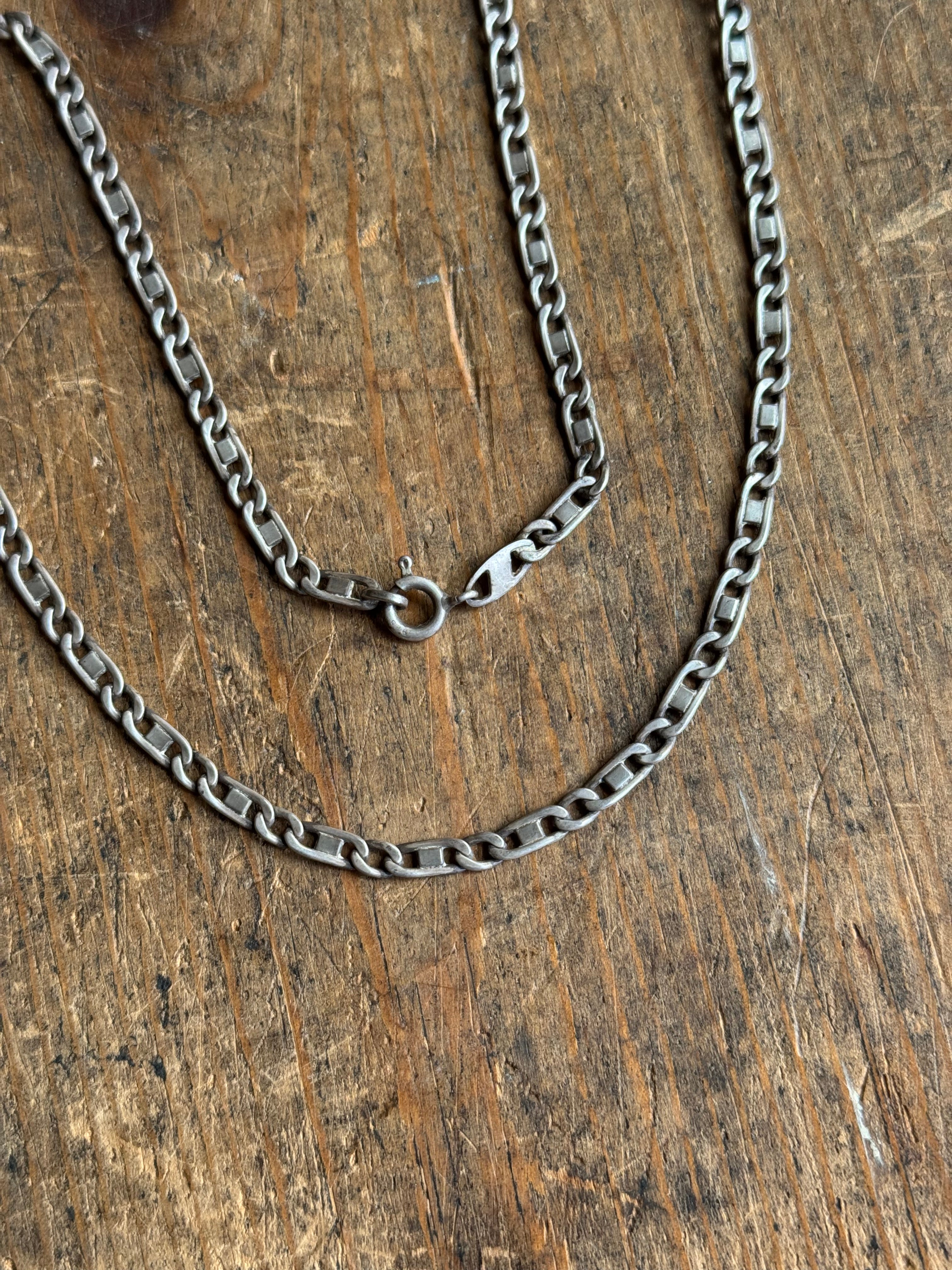 Vintage Sterling Silver 18” Mariner Link Chain