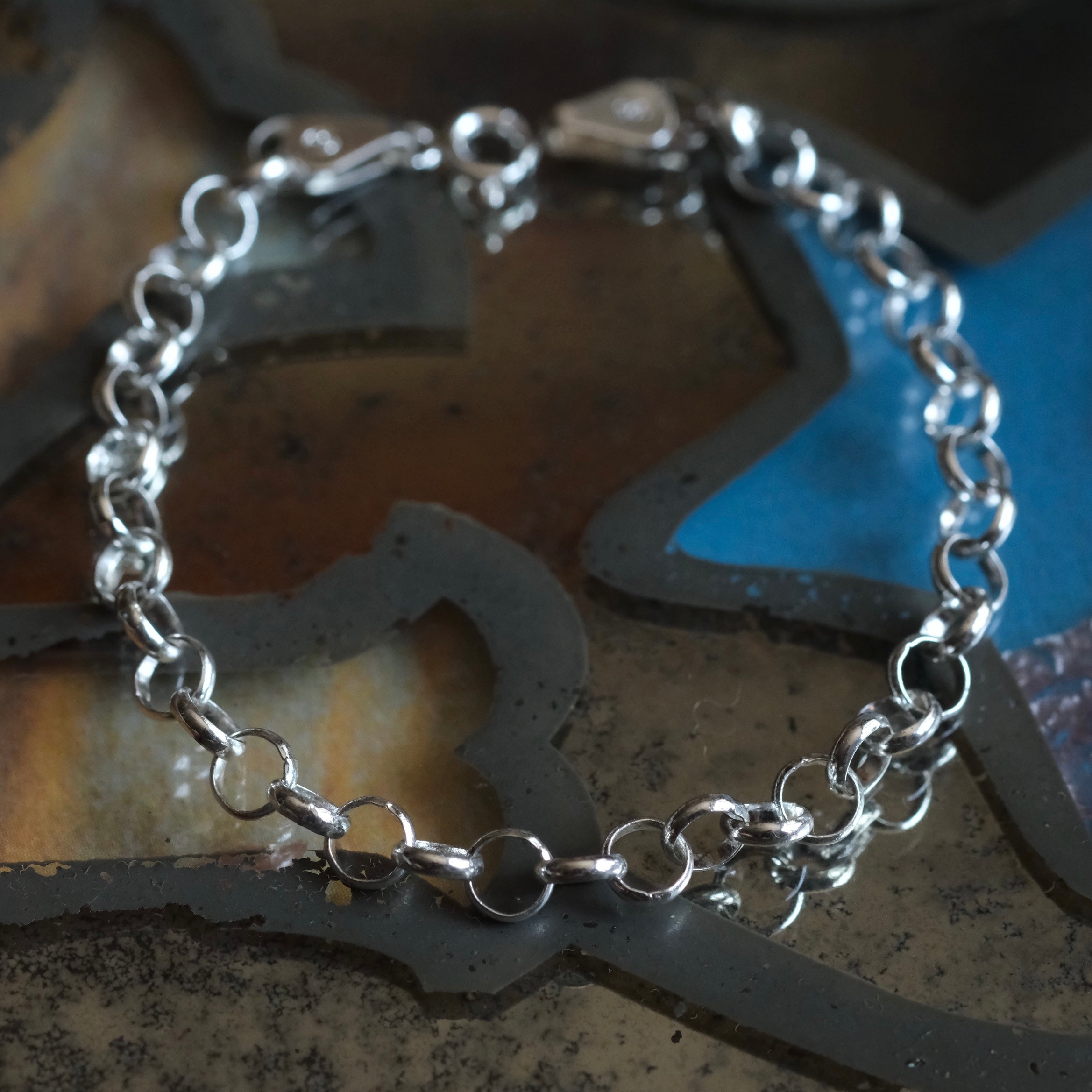 Vintage Sterling Rolo Chain Bracelet 7"