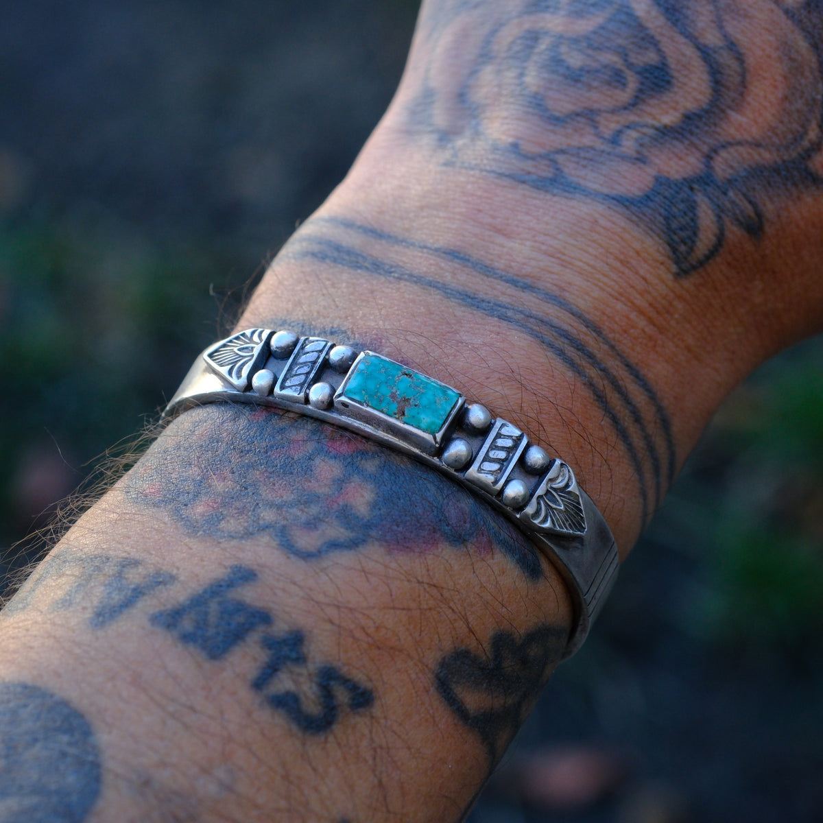 Joe O'Neill Turquoise Stamped Cuff Bracelet