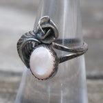 Vintage Sterling Mother Of Pearl Feather Ring 7.25