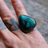 Vintage Sterling Chrysocolla Roper Ring 6.75