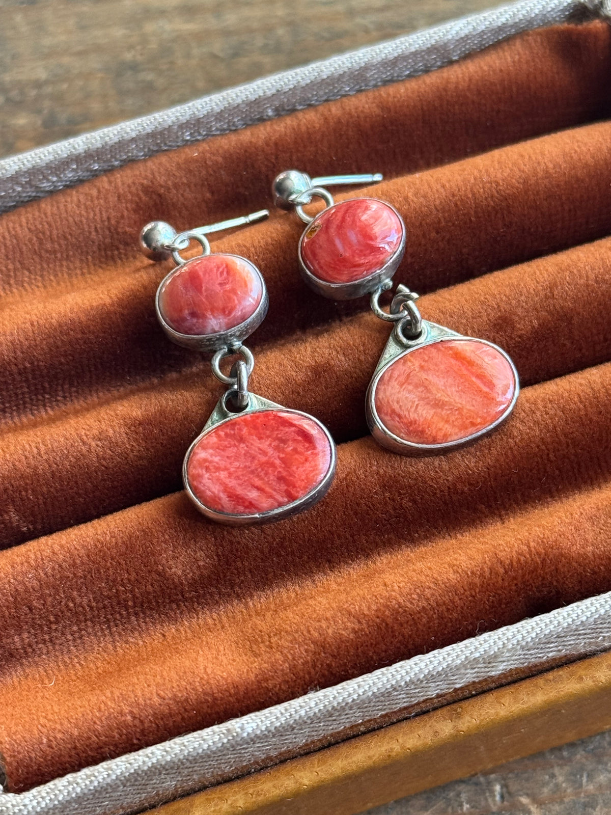 Vintage Sterling Silver Spiny Oyster Earrings