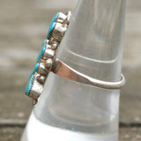 Vintage Sterling Turquoise Cluster Ring 8.5