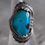 Vintage Sterling Turquoise Feather Ring 8.5