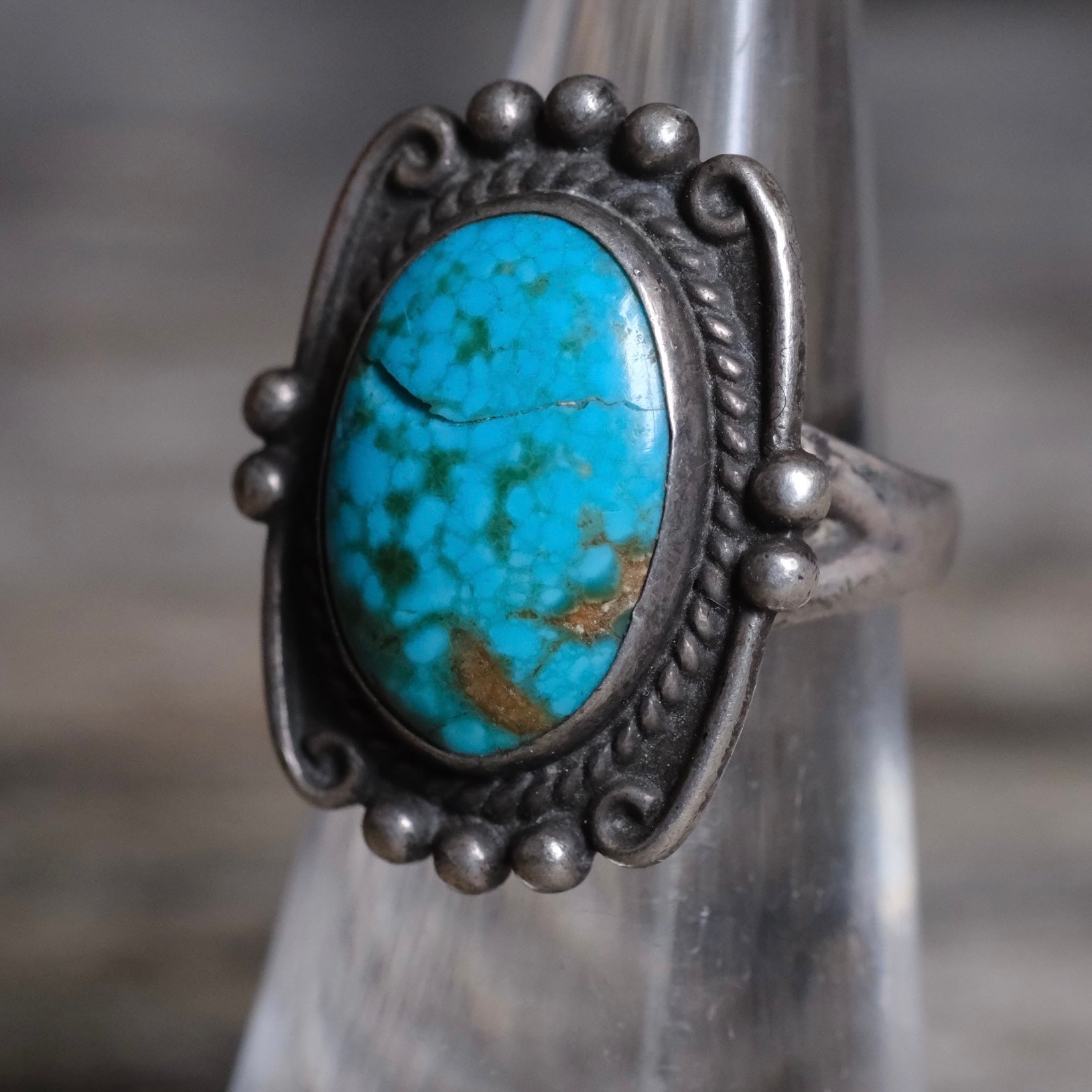 Vintage Sterling Turquoise Ring 4.75