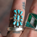 Vintage Sterling Turquoise Cluster Ring 8.5