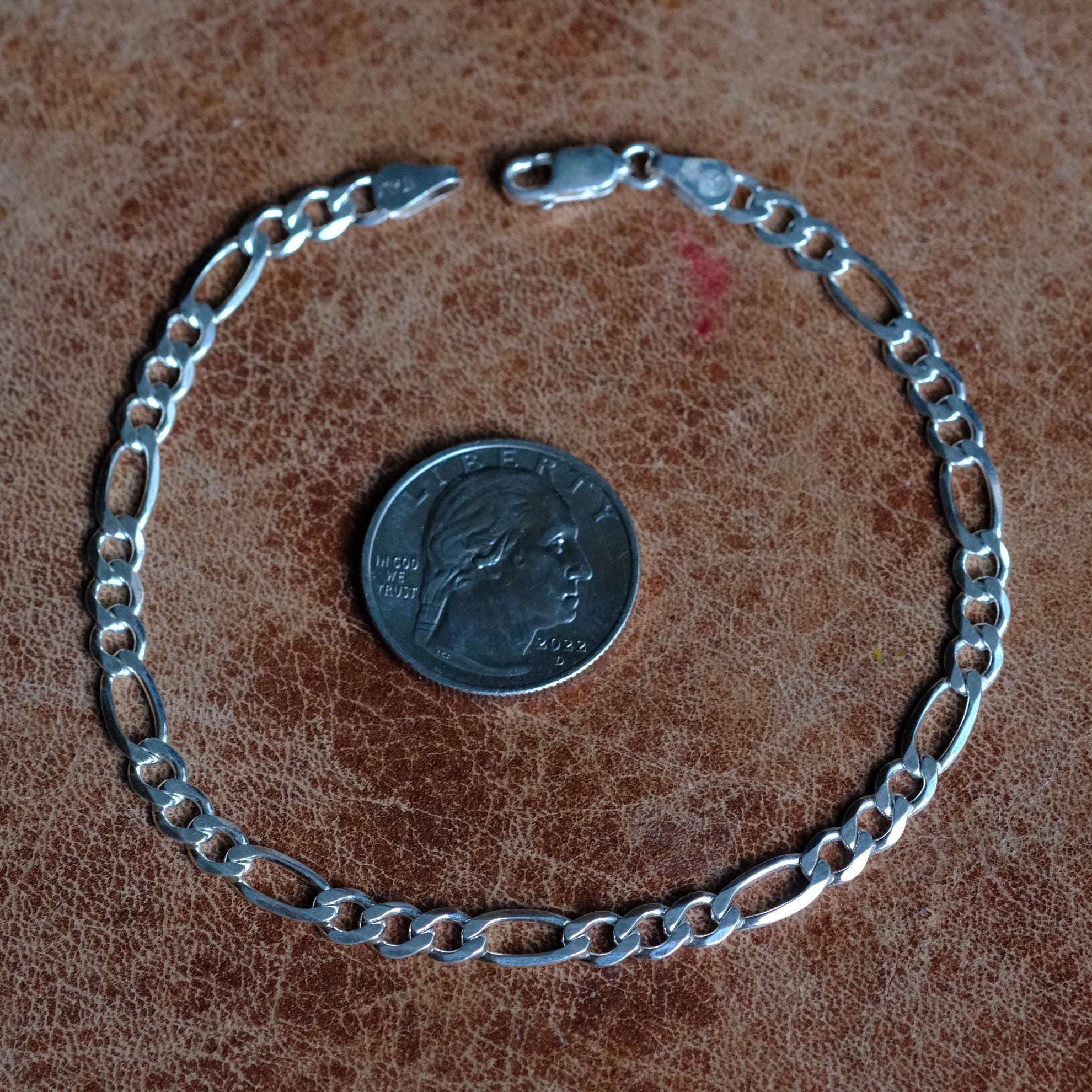 Vintage Sterling Silver Figaro Chain Bracelet