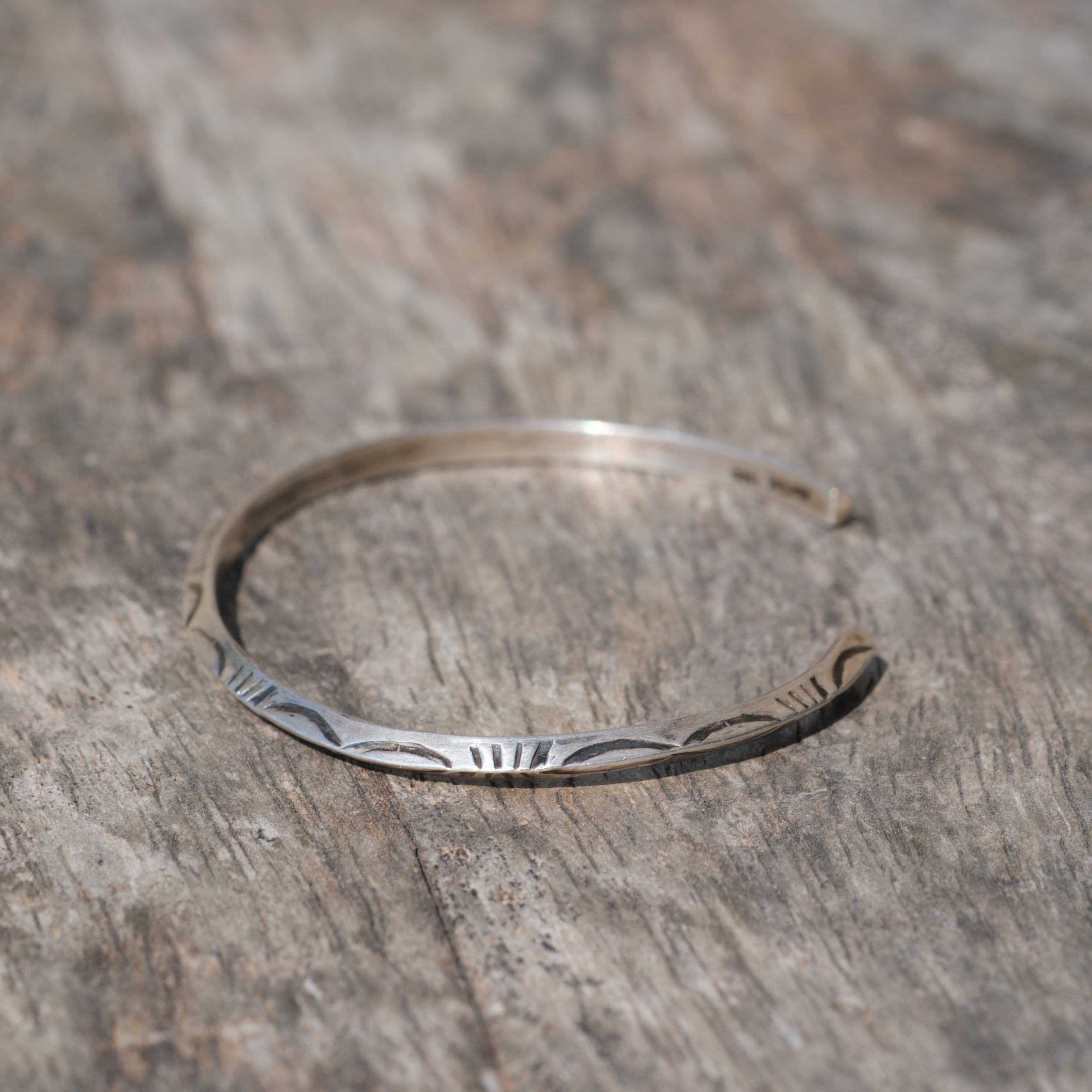 Vintage Sterling Silver Stamped Triangle Cuff