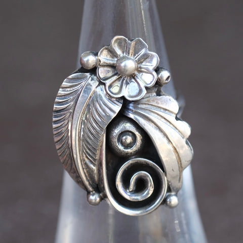 Vintage Sterling Silver Feather Ring 5.5
