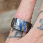Vintage Sterling Sodalite Inlay Striper Ring 7