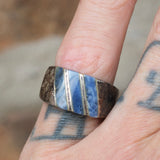 Vintage Sterling Sodalite Inlay Striper Ring 7