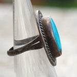 Vintage Sterling Turquoise Roper Ring 4.75