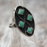 Vintage Sterling Turquoise Cluster Ring 4.5