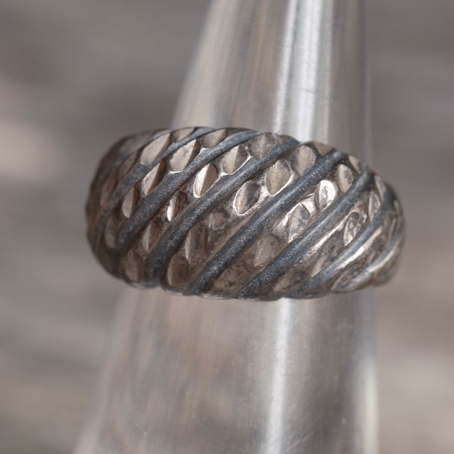 Vintage Sterling Silver Modernist Ring 4.75