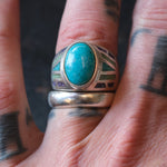 Vintage Sterling Inlay Turquoise and Inlay Ring 9