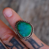 Vintage Sterling Turquoise Roper Ring 5.25