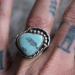 Vintage Sterling Turquoise Roper Ring 9.5