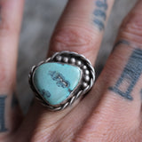 Vintage Sterling Turquoise Roper Ring 9.5