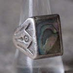 Vintage Sterling Abalone Stamped Band Ring 10