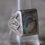 Vintage Sterling Abalone Stamped Band Ring 10