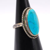 Vintage Sterling Turquoise Roper Ring 5.5