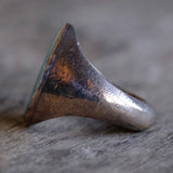 Vintage Sterling Zuni Inlay Turquoise and Mother Of Pearl Inlay Ring 10.75