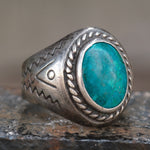Vintage Sterling Stamped Turquoise Ring 12.5