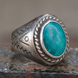 Vintage Sterling Stamped Turquoise Ring 12.5