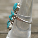 Vintage Sterling Turquoise Cluster Ring 6.75
