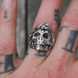 Vintage White Bronze Biker Ring 8.5