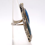 Vintage Sterling Abalone Feather Ring 3.75