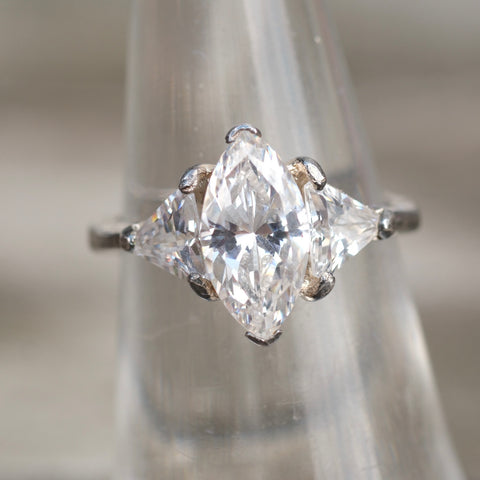Vintage Sterling CZ Cocktail Ring 6
