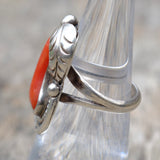 Vintage Sterling Coral Feather Ring 5