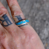 Vintage Sterling Turquoise Inlay Band Ring 8