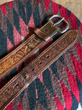 Vintage Hand Floral Tooled Brown Leather ‘JIM’ Belt
