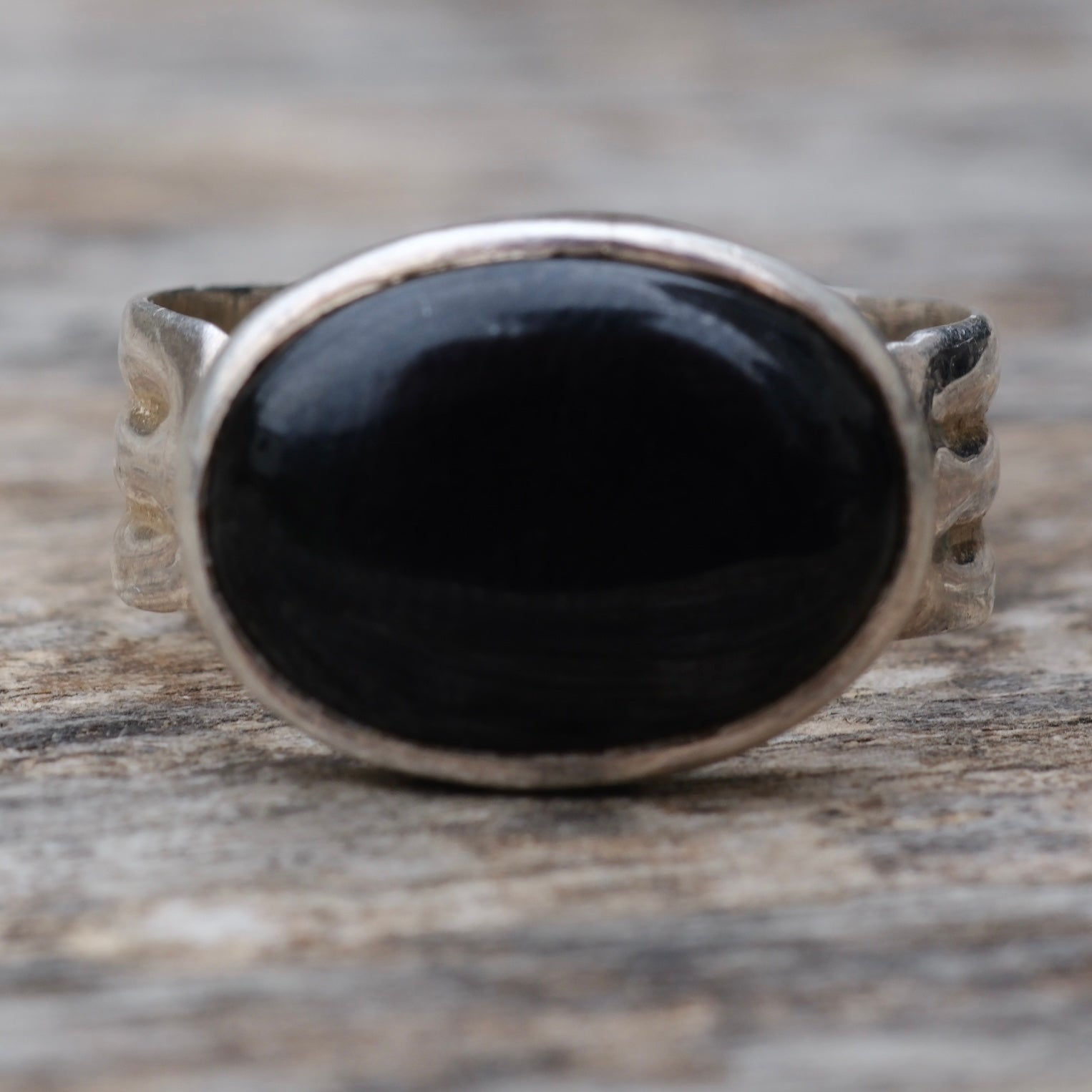 Vintage Sterling Onyx Band 13.25