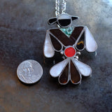 HUGE Vintage Sterling Thunderbird Inlay Necklace