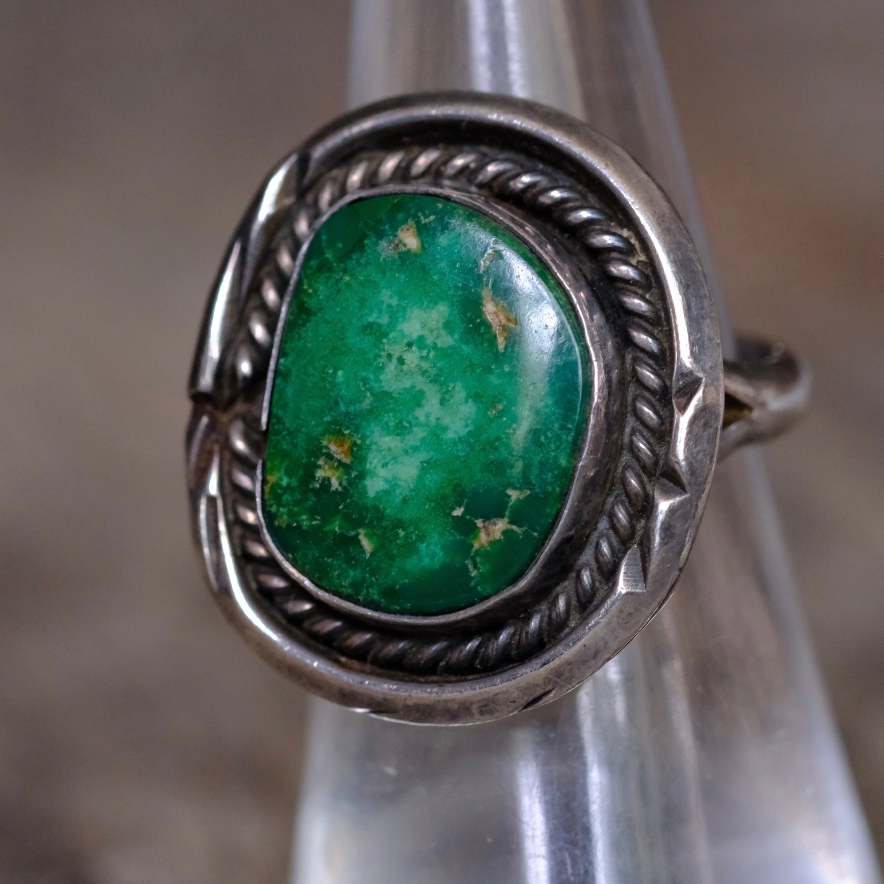 Vintage Sterling Turquoise Roper Ring 6