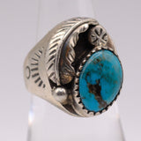 Vintage Sterling Turquoise Feather Ring 7