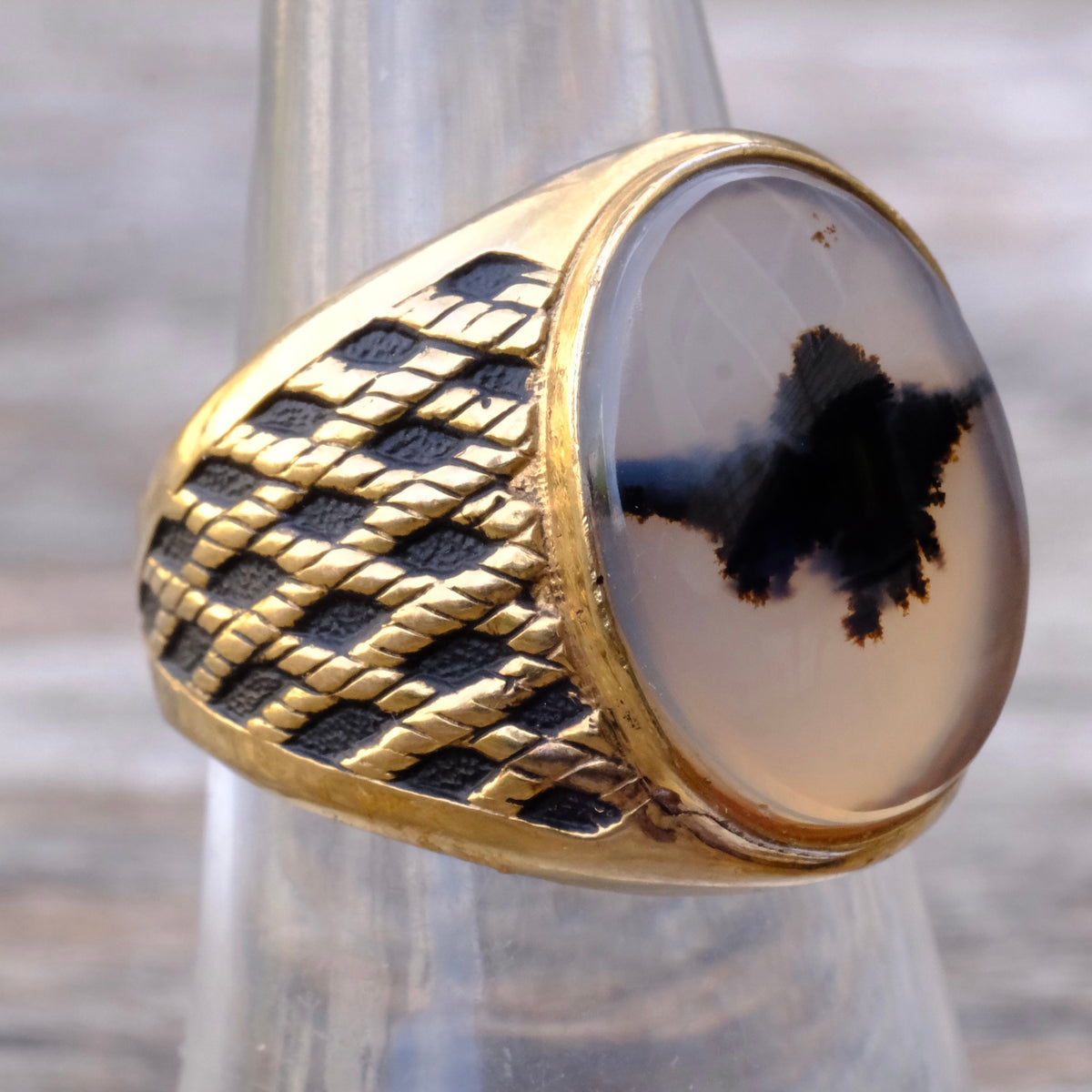 Vintage 10K Gold Filled Agate Signet Ring 8