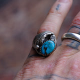 Vintage Sterling Turquoise Feather Ring 7