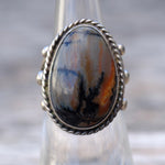Vintage Sterling Petrified Wood Ring 5.25