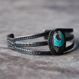 Vintage Sterling Turquoise Stamped Cuff