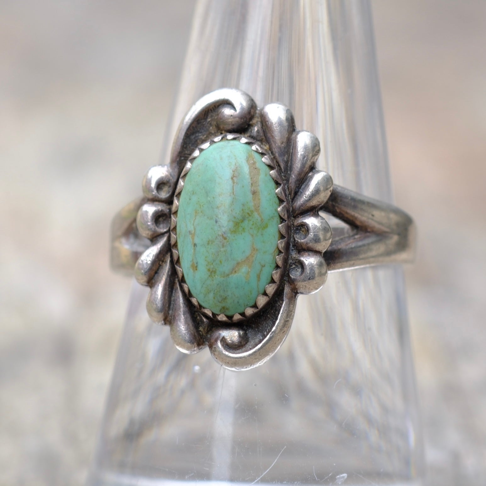 Vintage Sterling Turquoise Ring 8.5