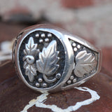 Vintage Sterling Silver Leaf Ring 12.5