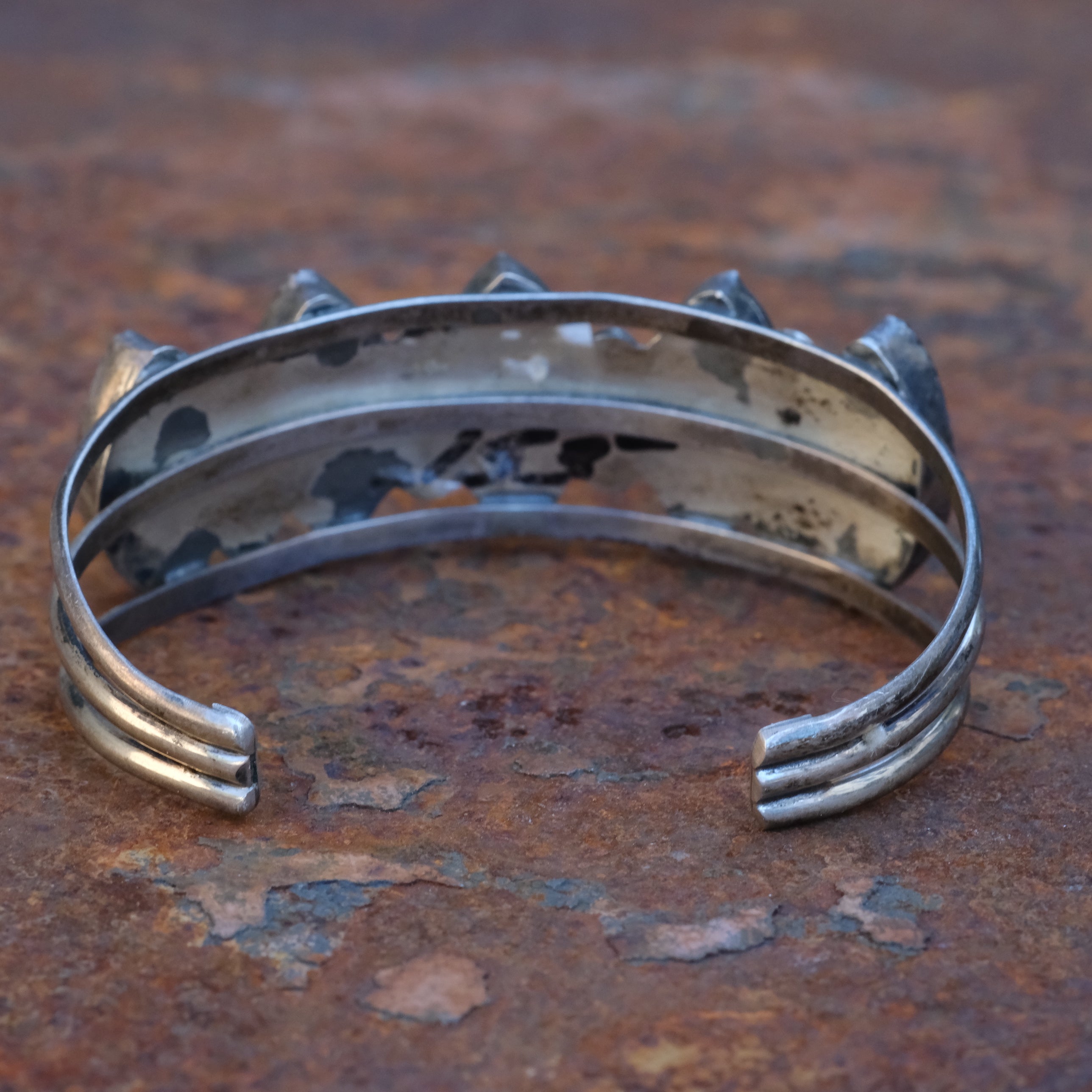 Vintage Sterling 5-Stone Onyx Cuff