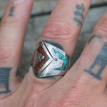 Vintage Sterling Turquoise and Coral Ring 8.75