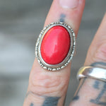 Vintage Sterling Red Enamel Ring 2