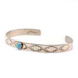 Vintage Sterling Turquoise Stamped Cuff 6.75"